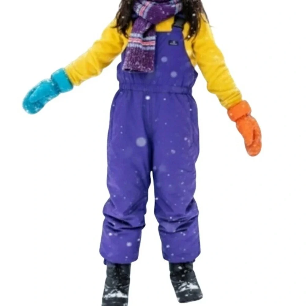 VTG L.L. Bean Kids Waterproof Overalls Thinsulate Winter Snow Zip Girls Purple L
